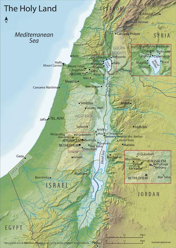 Holy land map - Map of Holy land (Israel)