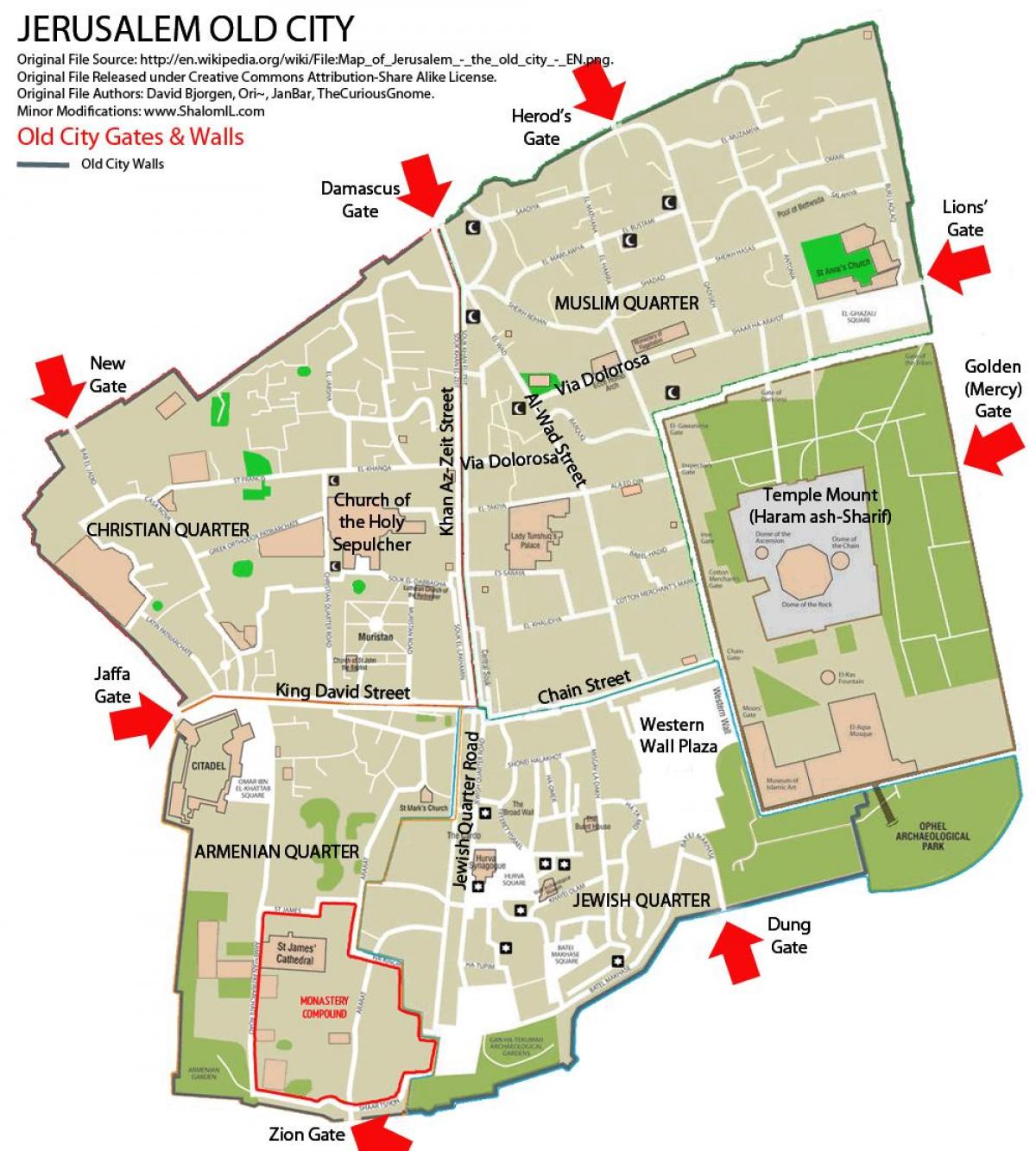 map of Jerusalem gates