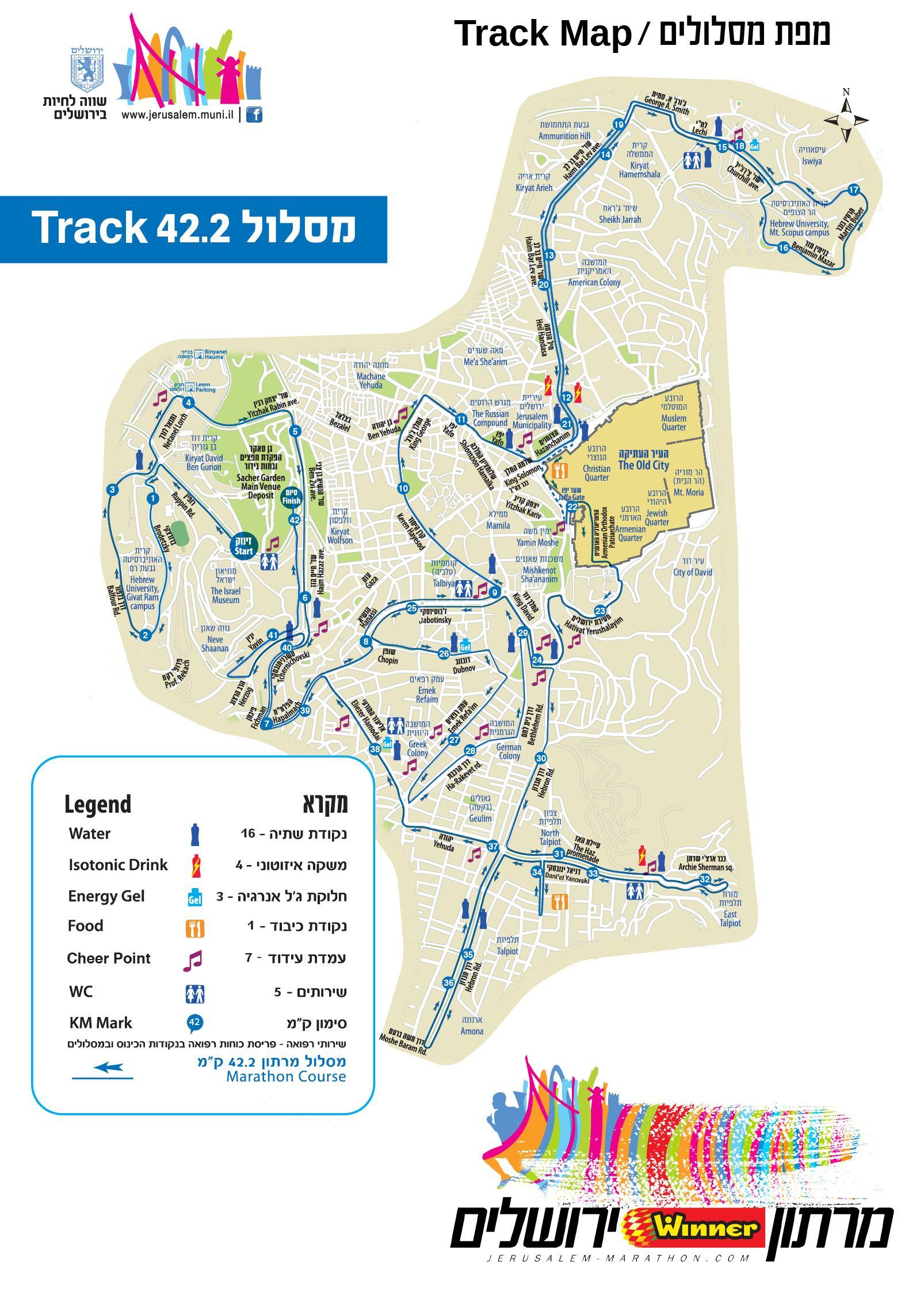 Jerusalem marathon map Map of Jerusalem marathon (Israel)