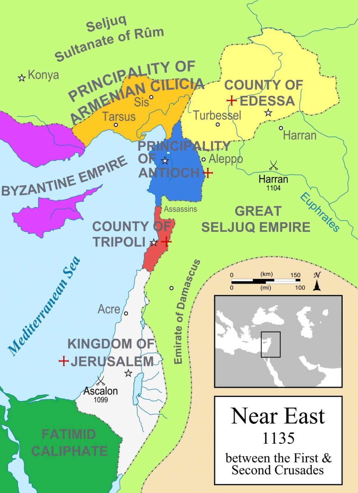 map of Kingdom of Jerusalem
