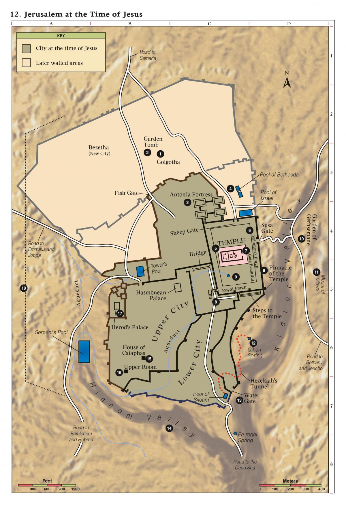 Map of Jesus crucifixion - Location of Jesus crucifixion map (Israel)