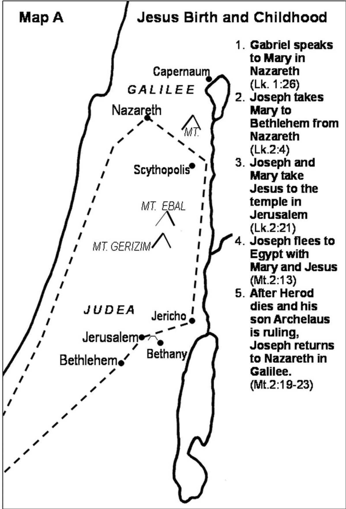 Map Of Jesus Travels Travels Of Jesus Christ Map Israel