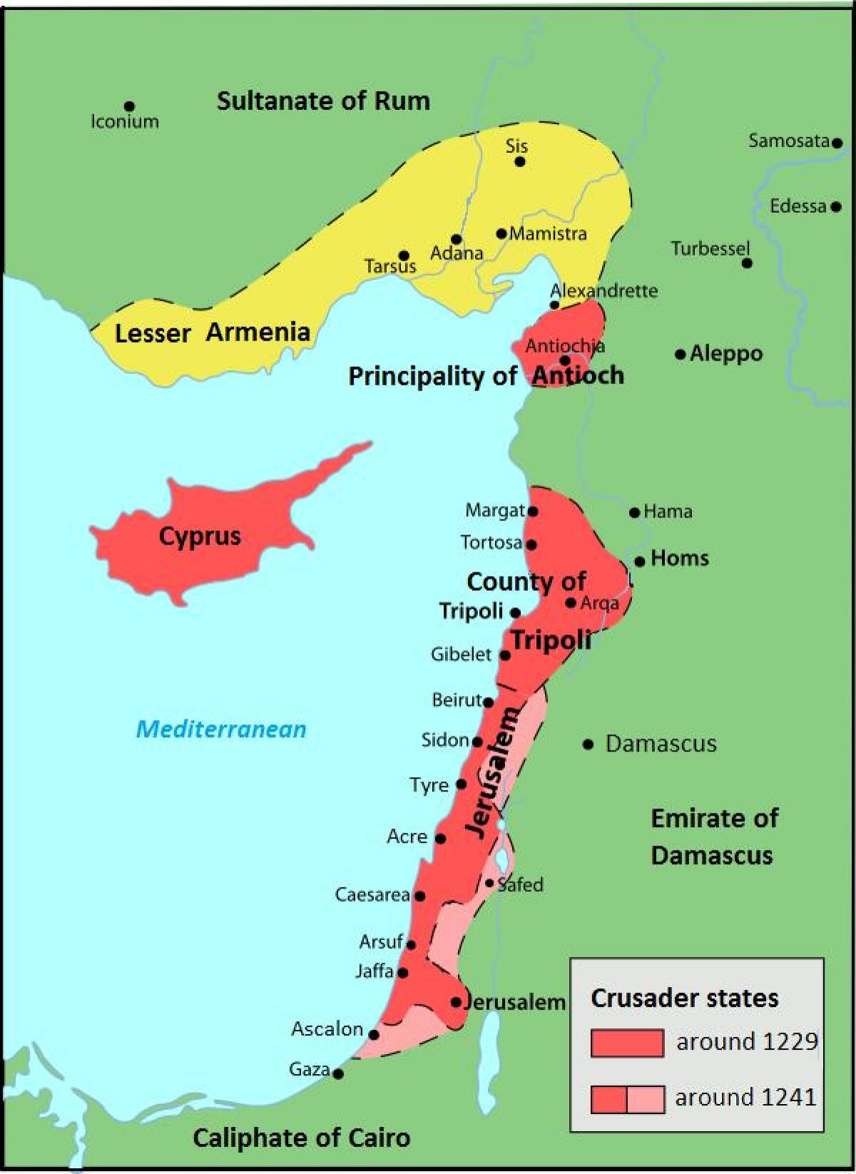 map of the Holy land during the crusades
