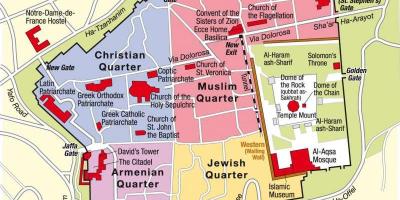 Four quarters of Jerusalem map